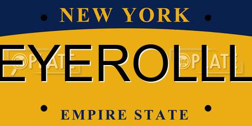 EYEROLLL New York License Plate