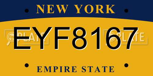 EYF8167 New York License Plate