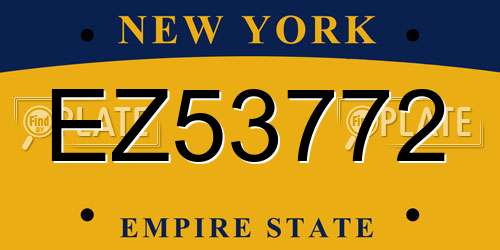 EZ53772 New York License Plate