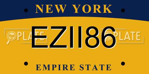 EZII86 New York License Plate