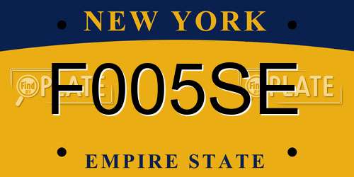 F005SE New York License Plate