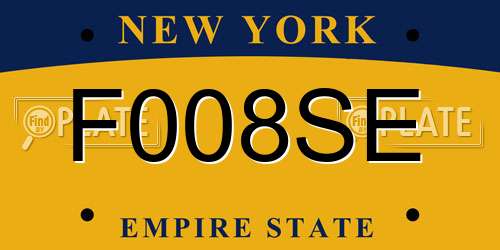 F008SE New York License Plate