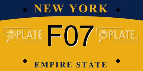 F07 New York License Plate