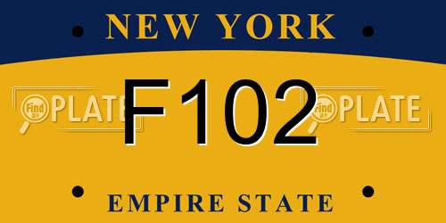 F102 New York License Plate