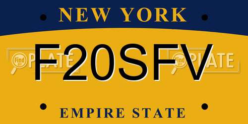 F20SFV New York License Plate