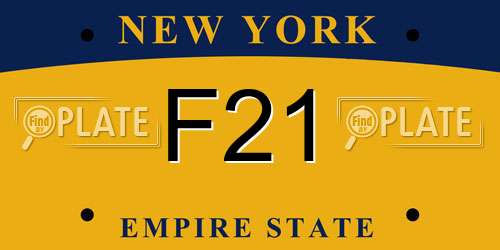 F21 New York License Plate