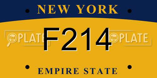 F214 New York License Plate