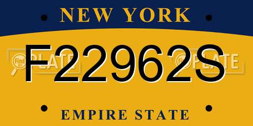 F22962S New York License Plate