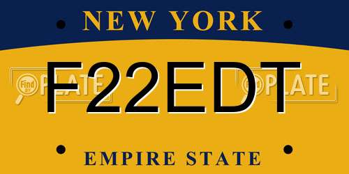 F22EDT New York License Plate