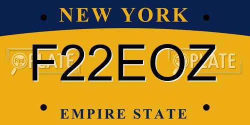F22EOZ New York License Plate