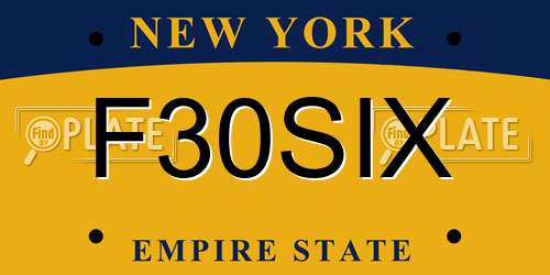 F30SIX New York License Plate