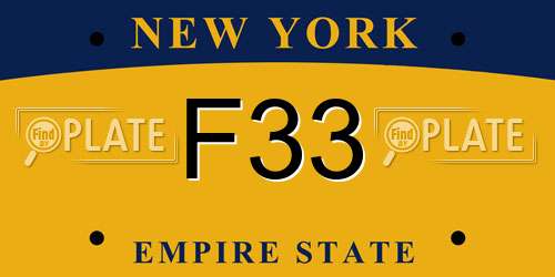 F33 New York License Plate