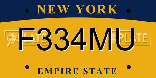 F334MU New York License Plate