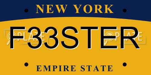 F33STER New York License Plate
