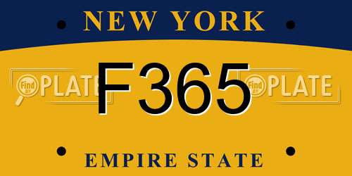 F365 New York License Plate