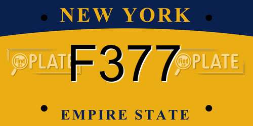 F377 New York License Plate