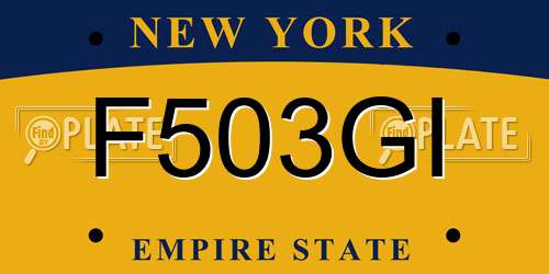 F503GI New York License Plate