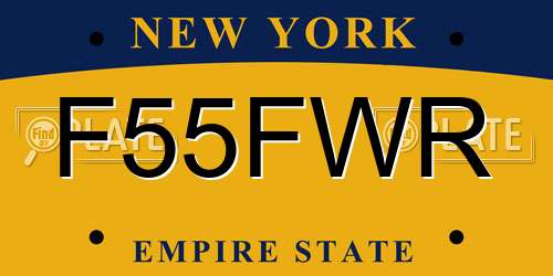 F55FWR New York License Plate