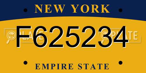 F625234 New York License Plate