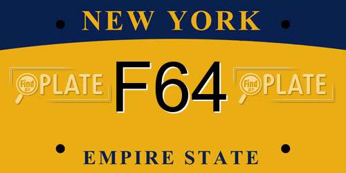 F64 New York License Plate
