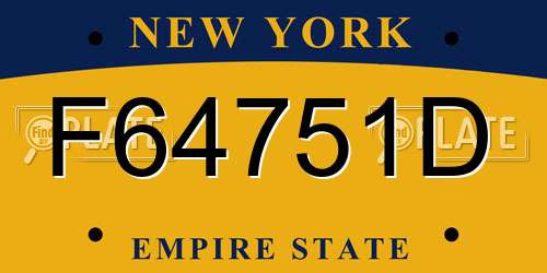 F64751D New York License Plate