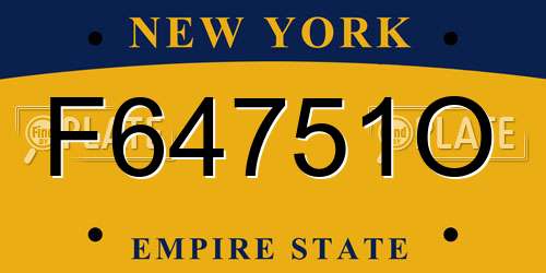 F64751O New York License Plate