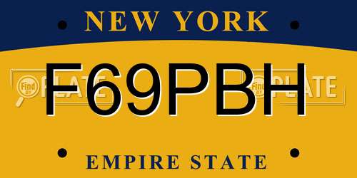 F69PBH New York License Plate