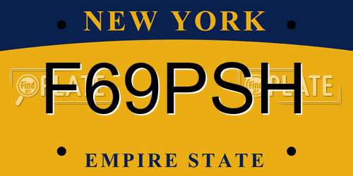 F69PSH New York License Plate