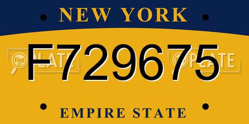 F729675 New York License Plate