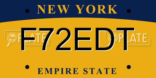 F72EDT New York License Plate
