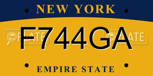 F744GA New York License Plate