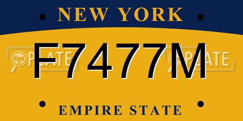 F7477M New York License Plate