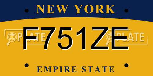 F751ZE New York License Plate