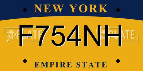 F754NH New York License Plate