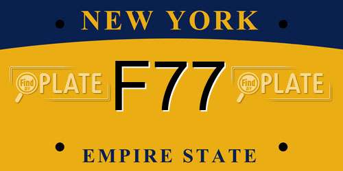 F77 New York License Plate