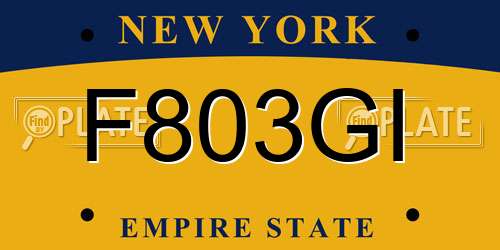 F803GI New York License Plate
