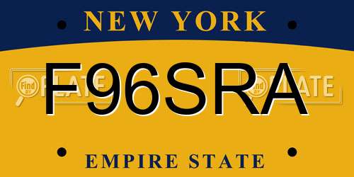 F96SRA New York License Plate