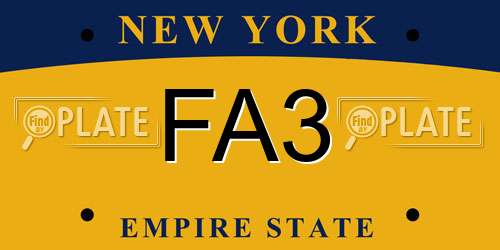 FA3 New York License Plate