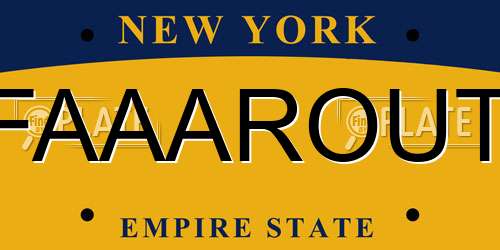 FAAAROUT New York License Plate