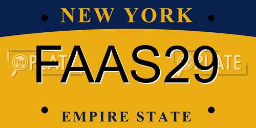 FAAS29 New York License Plate
