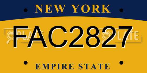 FAC2827 New York License Plate