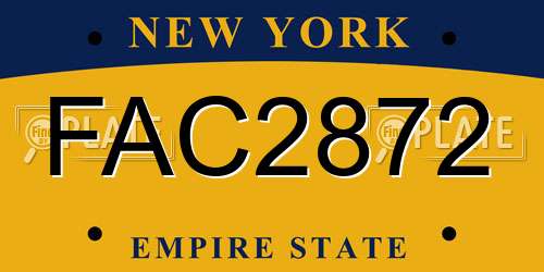 FAC2872 New York License Plate