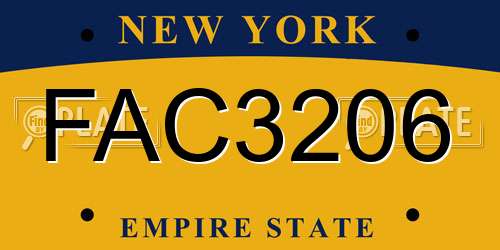 FAC3206 New York License Plate