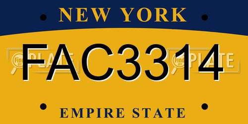FAC3314 New York License Plate