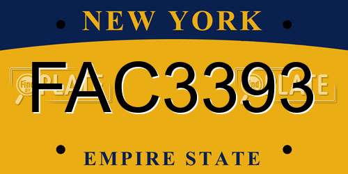 FAC3393 New York License Plate