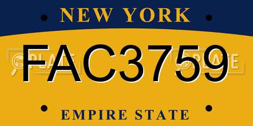 FAC3759 New York License Plate