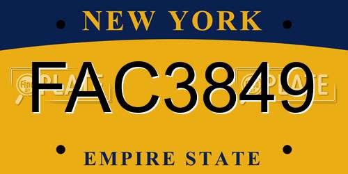 FAC3849 New York License Plate