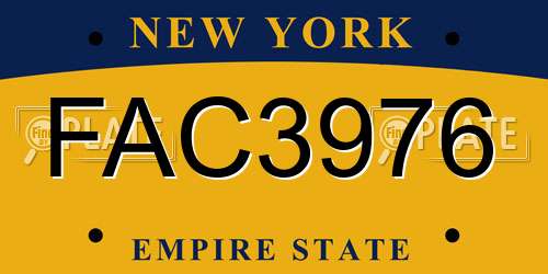 FAC3976 New York License Plate