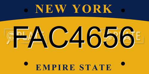 FAC4656 New York License Plate