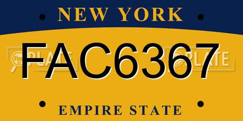 FAC6367 New York License Plate